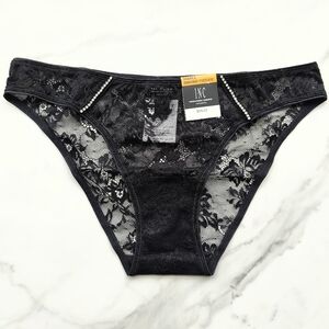 NWT INC INTERNATIONAL CONCEPTS EMBELLISHED LACE BIKINI PANTY IN DEEP BLACK EXTRA